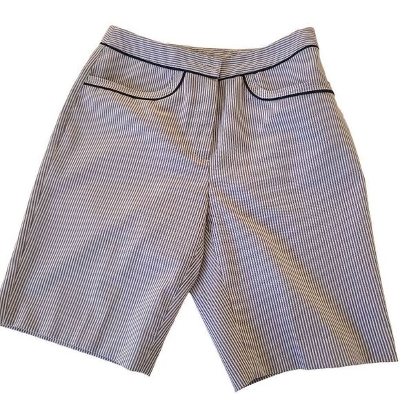 EP Pro Womens Navy and White Striped Golf Bermuda Shorts Size 4 - Picture 1 of 10